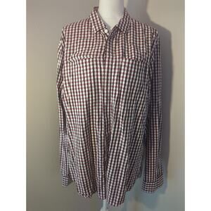 Armani Exchange slim fit geometric checkered button up dress shirt